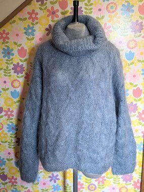 vintage wool mohair big fluffy oversize 90s cowl neck sweater made in Italy